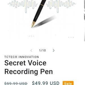 TCTEC Black and Gold Secret Voice Recording Pen